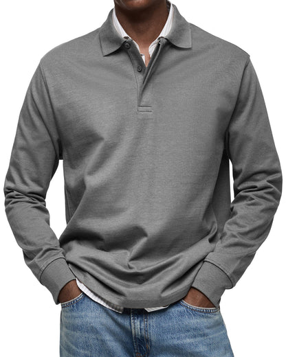 Versatile men's long-sleeved polo shirt. Perfect smart casual top for everyday fashion & comfort.