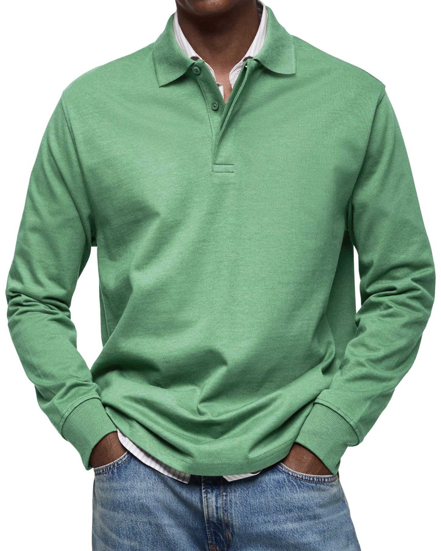 Soft, refined men's long-sleeved polo. A classic, comfortable shirt for stylish everyday menswear.