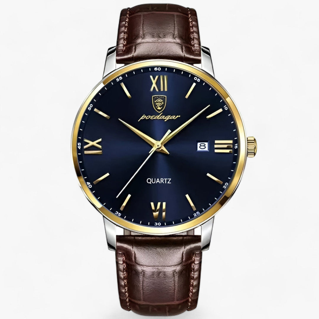 Stylish men's quartz watch, a timeless accessory with a genuine leather strap and refined face.