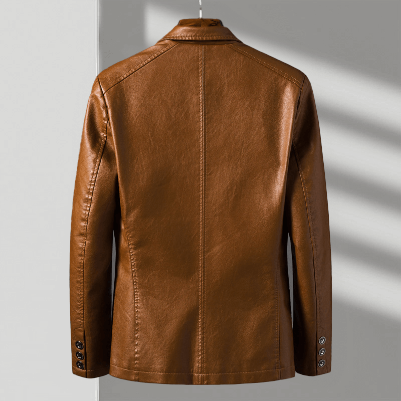 Versatile men's luxury tailored jacket styled casually, demonstrating smart outerwear for modern men.