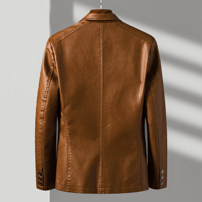 Versatile men's luxury tailored jacket styled casually, demonstrating smart outerwear for modern men.