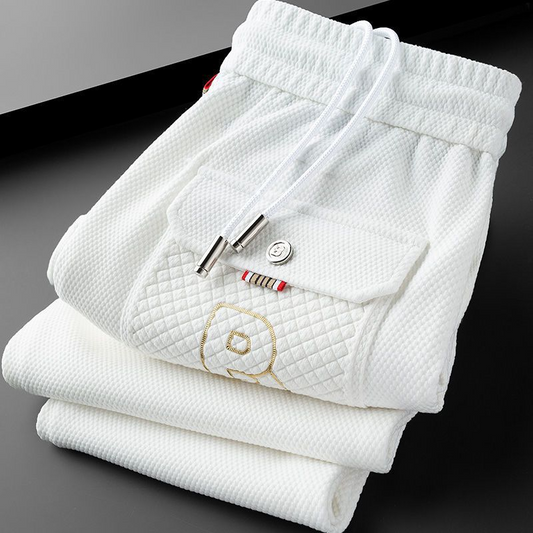 Men's luxury tapered joggers, perfect for comfort, style, and everyday wear.