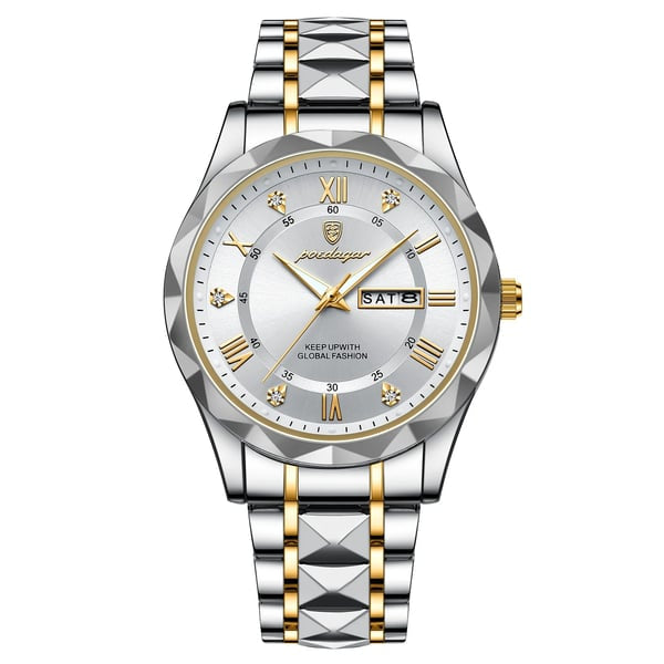 Modern men's dress watch, waterproof, luminous dial, elegant quartz timekeeping, perfect gift idea.