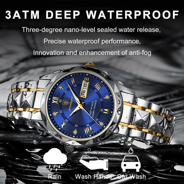 Durable men's waterproof luminous watch, sophisticated business accessory, perfect for formal wear.