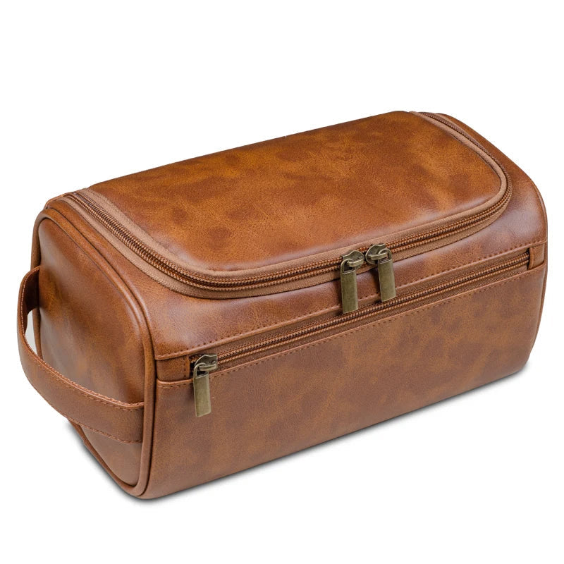 Men's luxury waterproof travel toiletry bag & dopp kit. Organized for men's grooming essentials and accessories.
