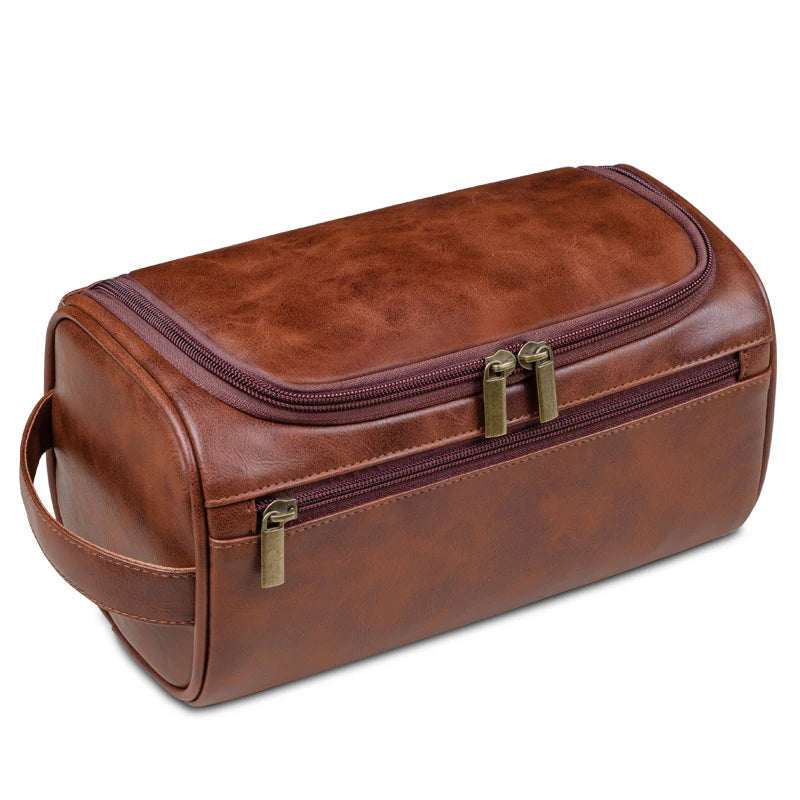 Elegant men's luxury travel toiletry bag, waterproof & organized. Ideal dopp kit for grooming essentials and accessories.