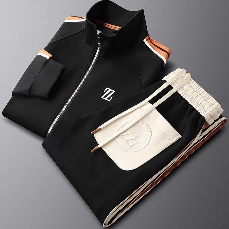 A stylish men's Manor tracksuit. Zip-up jacket & trousers matching set for casual, athleisure, or loungewear.