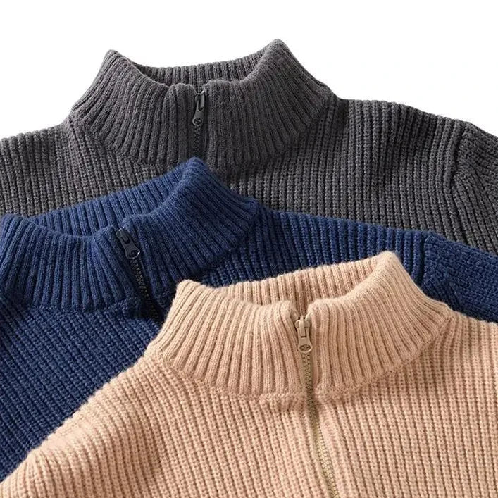 Back view of a men's Marbella Cozy Comfort Sweater, showcasing its relaxed fit and elegant long sleeve design for winter.