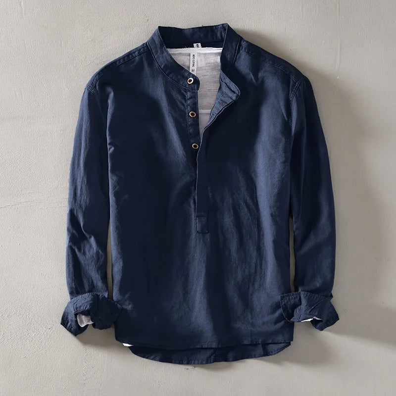 Men's Marseille casual long sleeve shirt, relaxed fit, perfect for summer. Breathable button-down top.