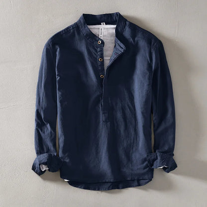 Men's Marseille casual long sleeve shirt, relaxed fit, perfect for summer. Breathable button-down top.