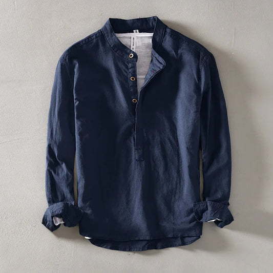 Men's Marseille casual long sleeve shirt, relaxed fit, perfect for summer. Breathable button-down top.