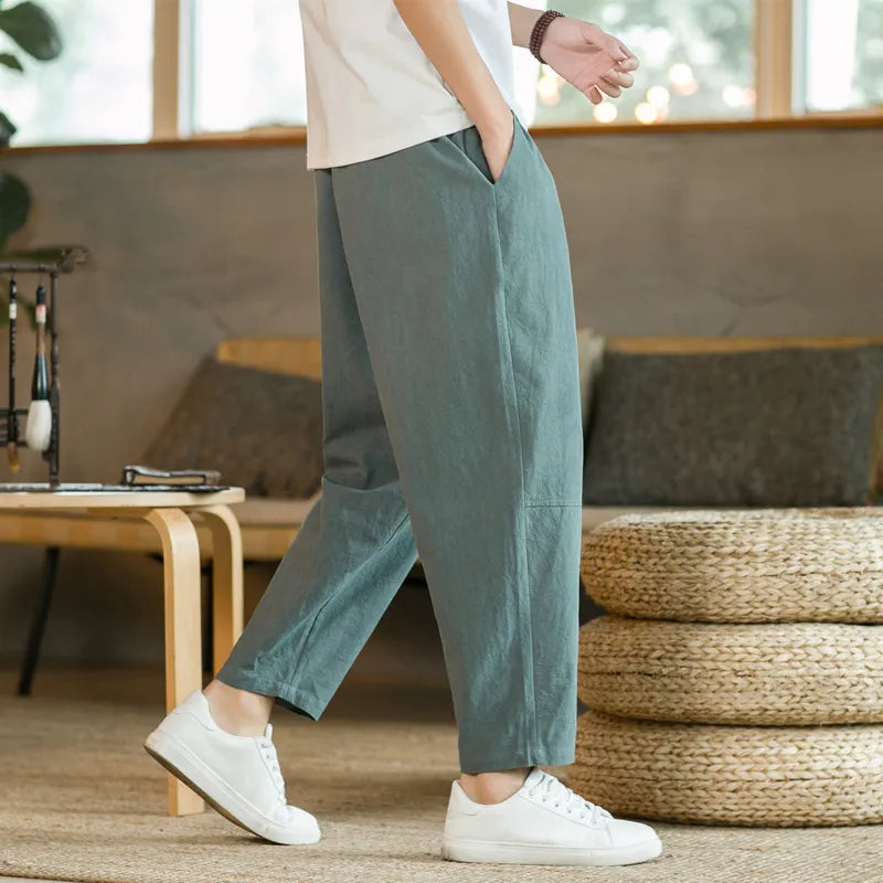 Relaxed fit men's Marseille drawstring pants, perfect for comfortable summer and spring fashion.