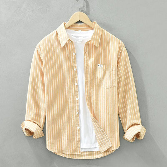 Men's Marseille striped button-up shirt, perfect for casual summer wear.