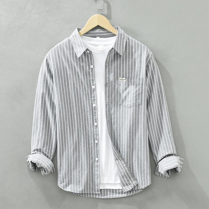 Men's Marseille striped button-up shirt with a modern fit, a summer fashion essential.