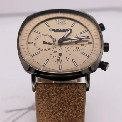 Mason Edge men's accessory: a stylish and scratch-resistant executive wristwatch on a desk.