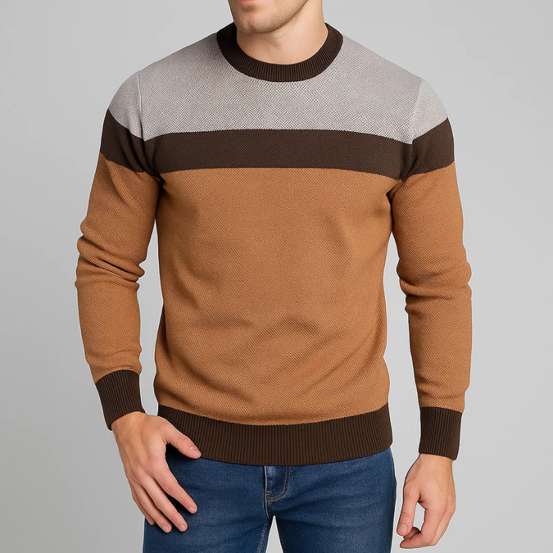 Stylish men's crew neck pullover sweater in a tailored fit, perfect for everyday comfort and winter fashion.