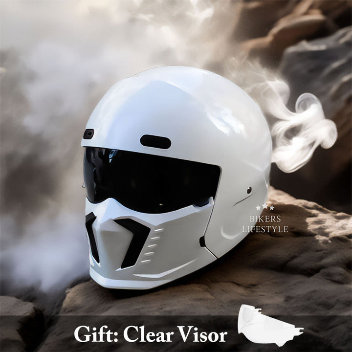DOT & ECE approved men's full face modular motorcycle helmet. Matte black for street & sport riding.