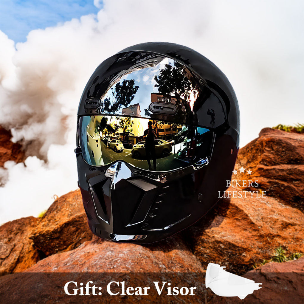 Ride safely with this men's matte black full face modular motorcycle helmet. DOT/ECE approved biker gear.