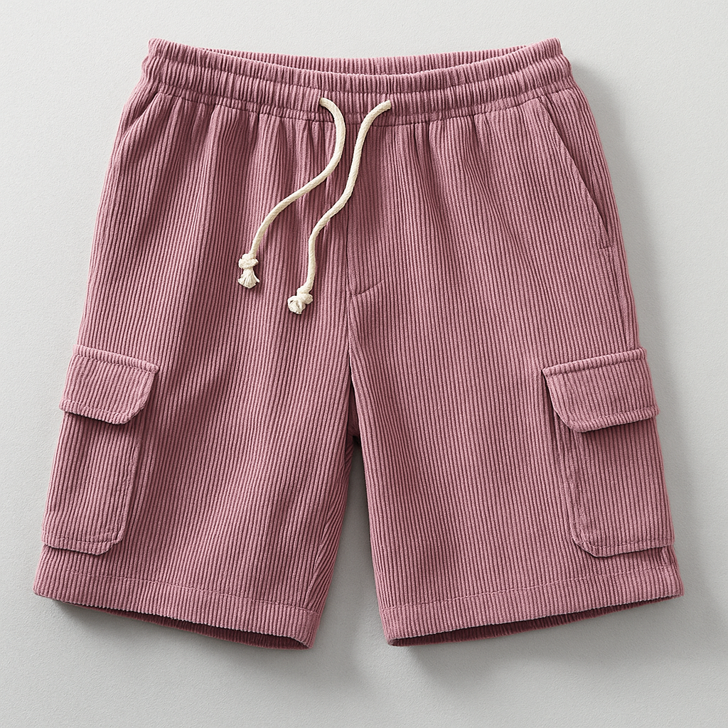Men's Maverick relaxed fit pink cargo shorts for casual summer wear & utility. Comfortable everyday fashion.
