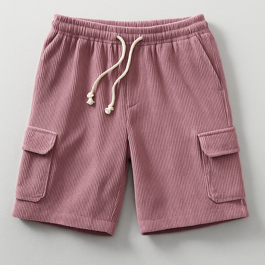 Men's Maverick relaxed fit pink cargo shorts for casual summer wear & utility. Comfortable everyday fashion.