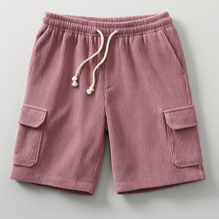 Men's Maverick relaxed fit pink cargo shorts for casual summer wear & utility. Comfortable everyday fashion.