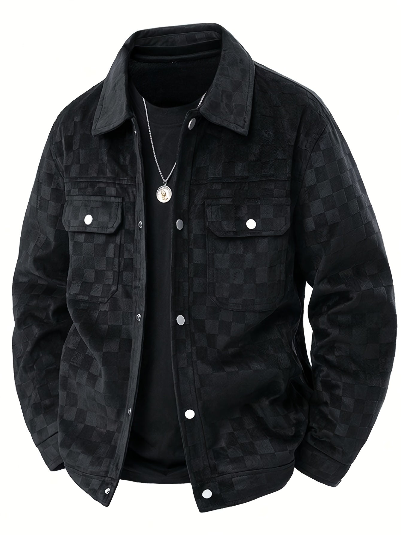 Men's Mavrick checkered textured jacket with modern structured fit, perfect for transitional weather.