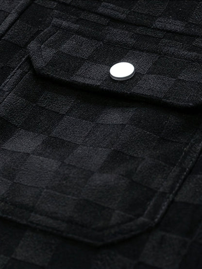 Front view of Mavrick men's textured checkered jacket, featuring a sleek design for stylish casual outfits.