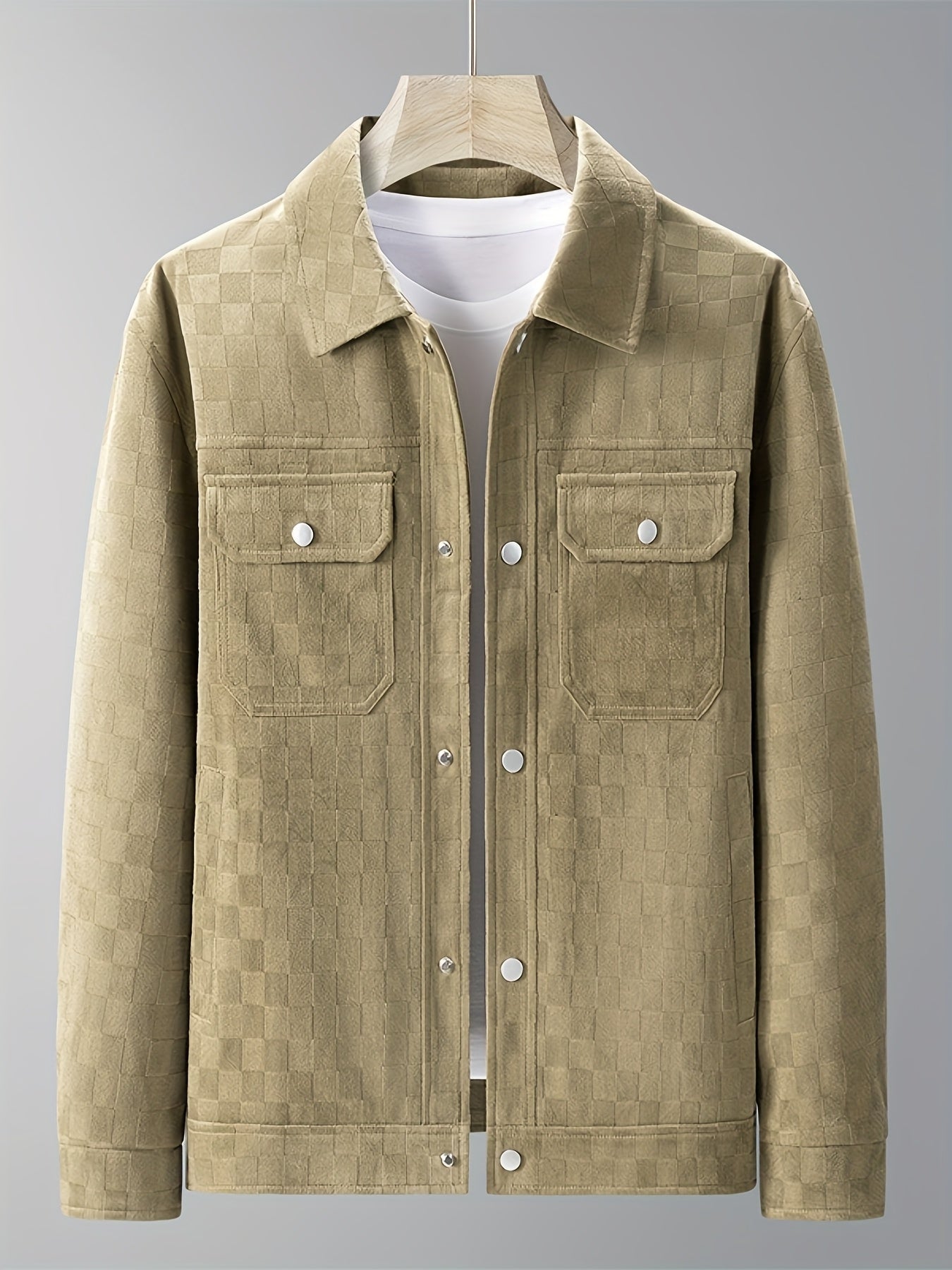 Dynamic Mavrick men's jacket with a distinctive checkered texture; perfect outerwear for an active urban lifestyle.