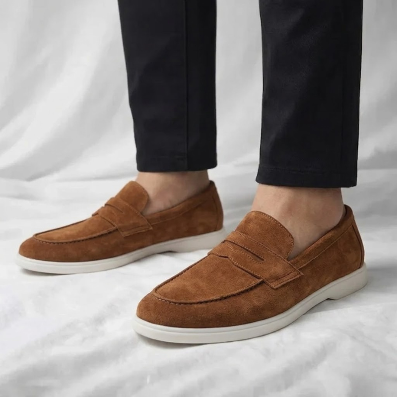 Stylish & comfortable men's Mayfair penny loafers. Versatile slip-on shoes for any occasion.