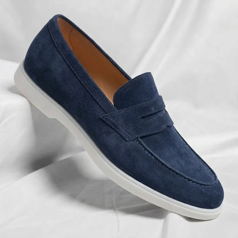Elegant men's slip-on Mayfair penny loafers. Stylish, comfortable dress shoes for modern men.