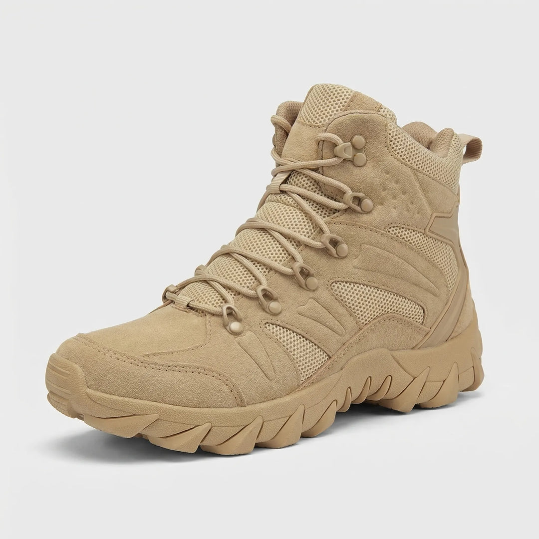 Breathable men's tactical hiking boots, ideal for camping & hunting, offering rugged outdoor performance.