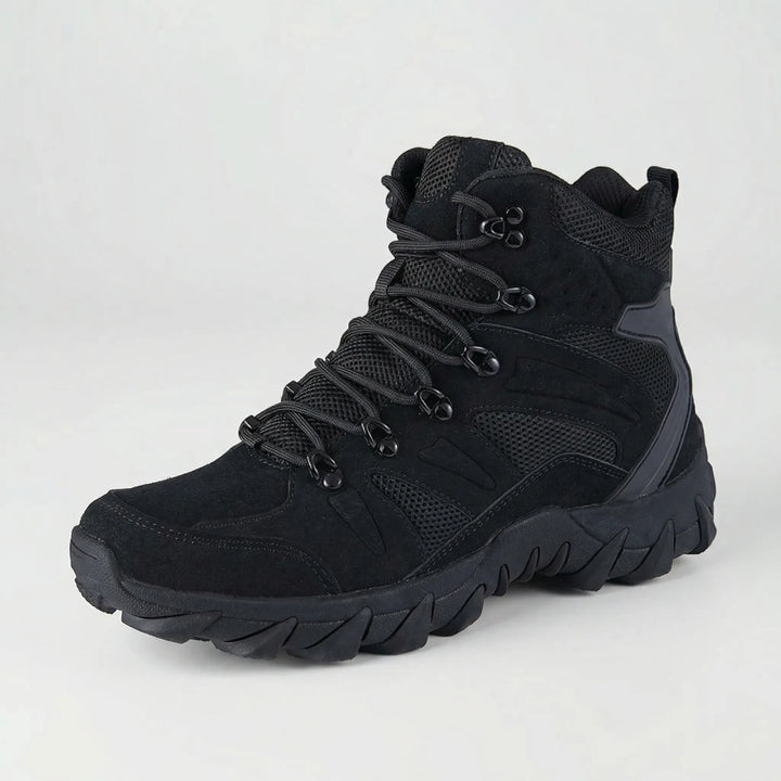 Rugged men's tactical mid-cut boots, durable outdoor footwear perfect for hiking, camping & adventure.