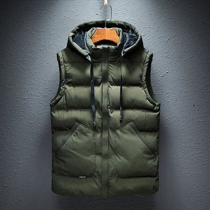 Men's fashionable insulated hooded puffer vest. Lightweight & comfortable for year-round layering, a must-have vest.