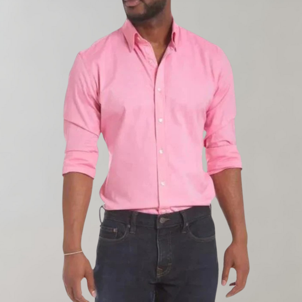 Elegant blue men's Milan wrinkle-free shirt, a staple for men's fashion, suitable for office & casual.
