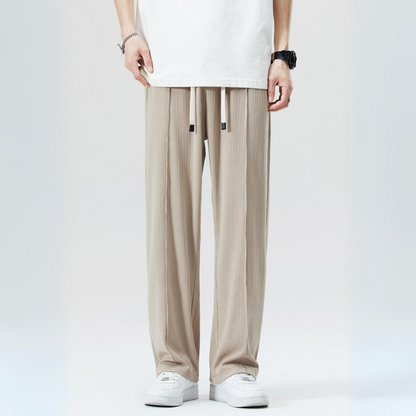 Men's Milano pleated casual trousers, comfortable elastic waist, stylish everyday fashion.