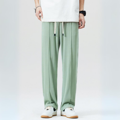 Everyday men's Milano pleated trousers, comfort fit with elastic waist for casual and stylish outings.
