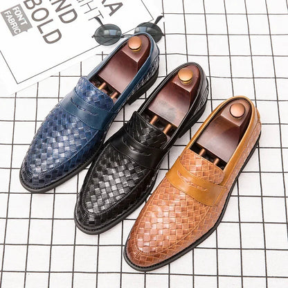 Men's Milano woven loafers, slip-on style, perfect for casual or dress wear. Comfortable, stylish men's fashion shoes.