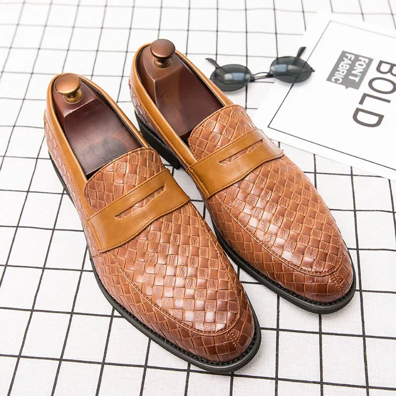 Stylish men's woven slip-on loafers in classic Milano style. Comfortable footwear for daily wear and men's fashion.