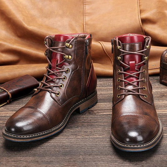 Men's Miles Classic Oxford Boots, timeless black leather lace-up style for formal & casual wear.
