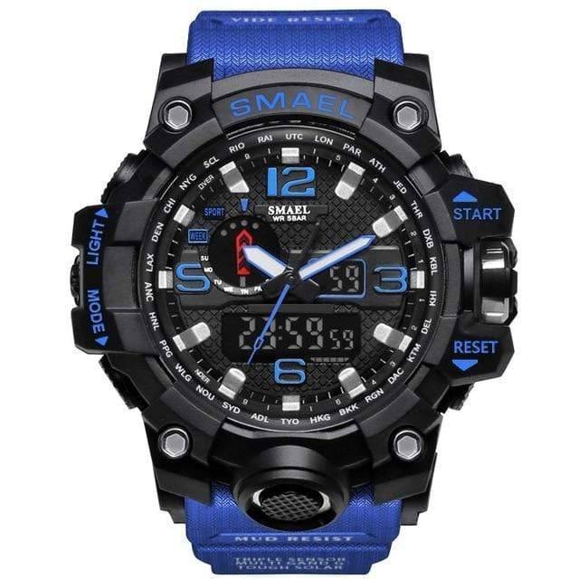 Top-down view of Men's Military Dual Display Watch highlighting its design and features