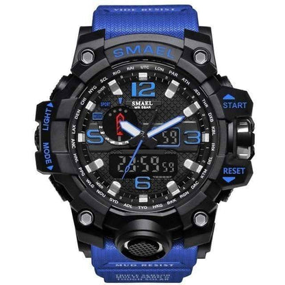 Top-down view of Men's Military Dual Display Watch highlighting its design and features