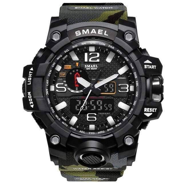 Tactical men's dual display watch, engineered for durability and water resistance