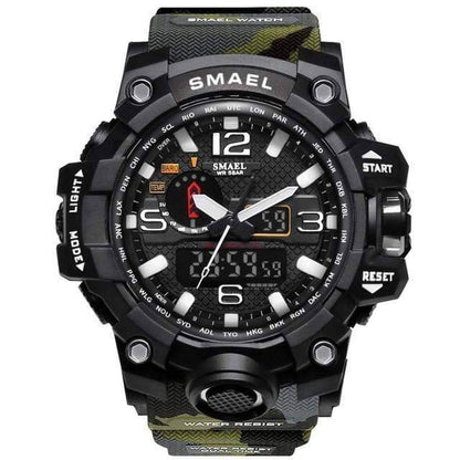 Tactical men's dual display watch, engineered for durability and water resistance