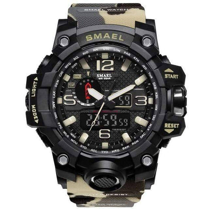 Men's military wristwatch, precise quartz movement, digital and analog timekeeping