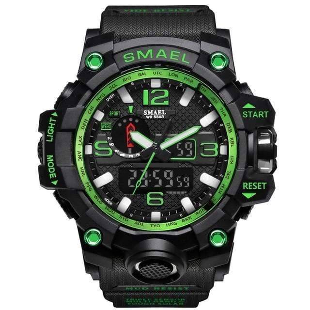 Side view of Men's Military Dual Display Watch showing robust casing and buttons