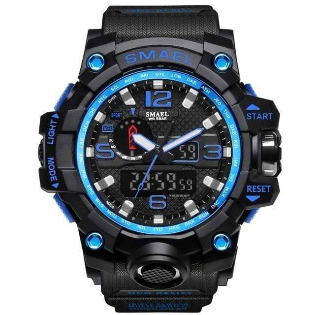 Water resistant men's tactical watch, dual display for sports and outdoor