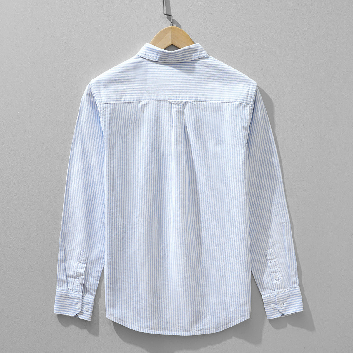 Comfortable men's Milo striped casual shirt. Versatile blue & gray button-down, ideal for everyday summer wear.