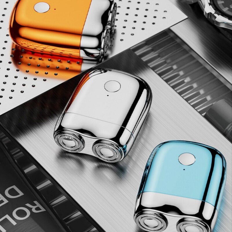 Waterproof mini electric shaver, excellent for men's personal care & easy travel grooming.