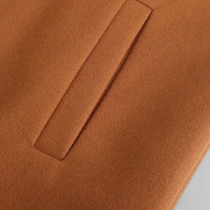 Gentleman's smart casual tailored trench coat, a sleek minimalist button winter outerwear.