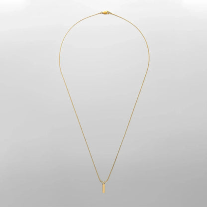Clean and simple men's minimalist bar pendant necklace in durable stainless steel. Modern jewelry.